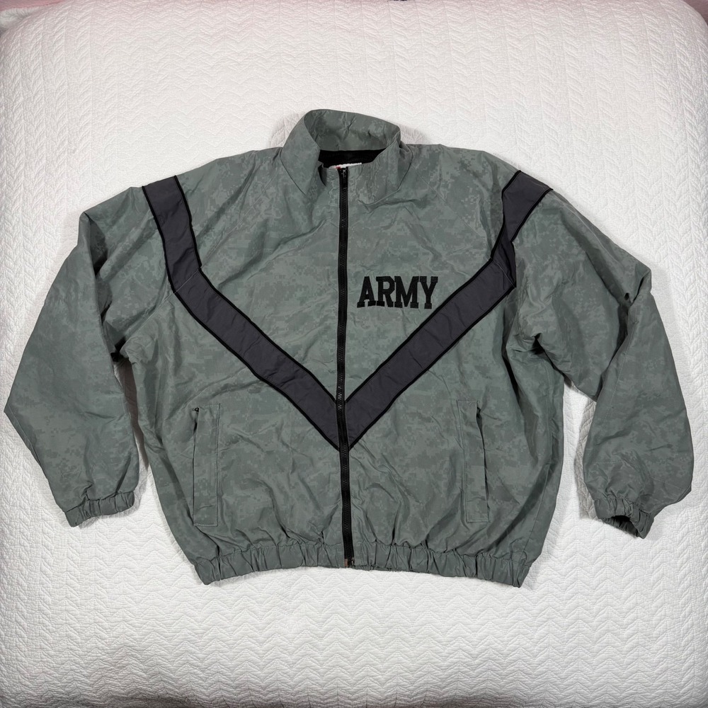 Skilcraft US Army IPFU Windbreaker Mens Medium Gray Camo Nylon Training EUC